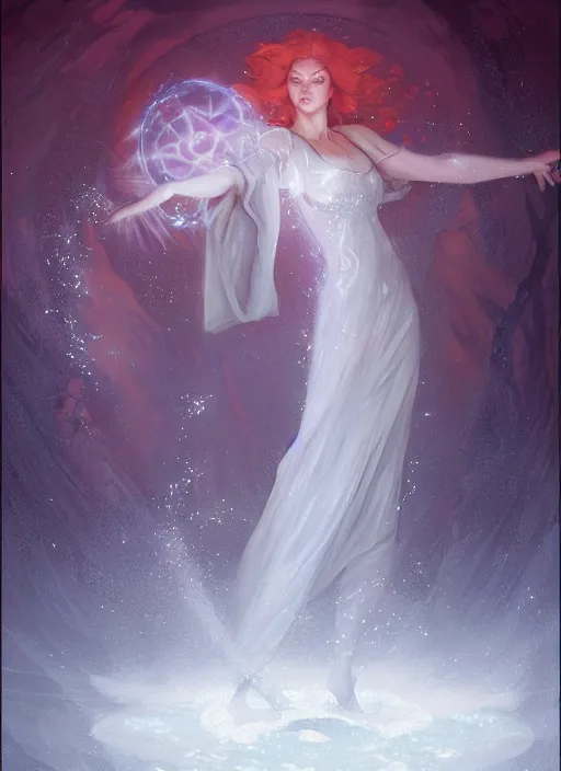 Image similar to a mage casting a frost spell by charlie bowater and john howe and delphin enjolras