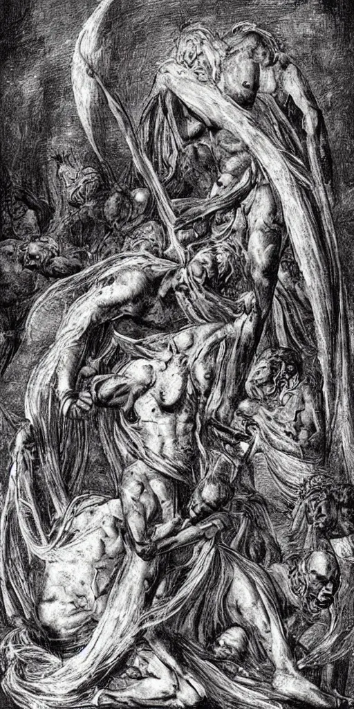Image similar to ”Inferno as described by Dante, [realistic, detailed, epic]”