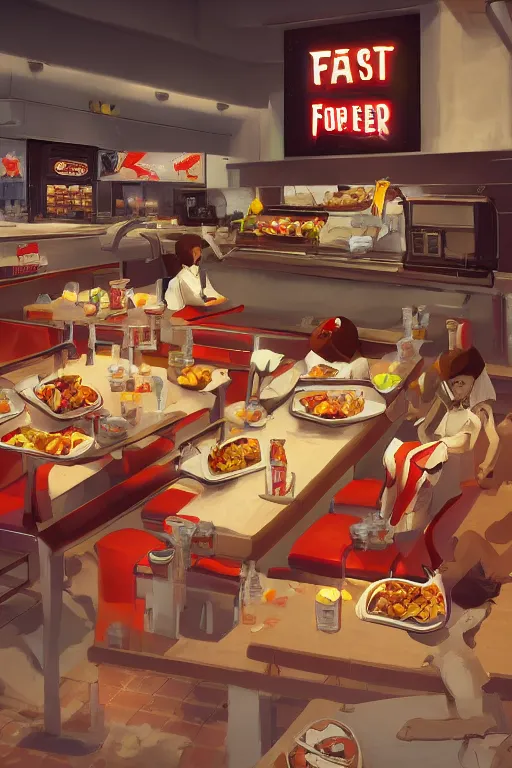 Image similar to the fast food restaurant of the dead, artstation