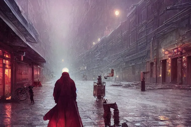 Prompt: lonely on the streets of Russian commie blocks on the Moon city, Norilsk, sci-fi, fantasy, earth seen on the dark sky, intricate, very very beautiful, elegant, highly detailed composition, digital rendering, artstation, concept art, smooth, sharp focus, illustration, art by artgerm and greg rutkowski and alphonse mucha