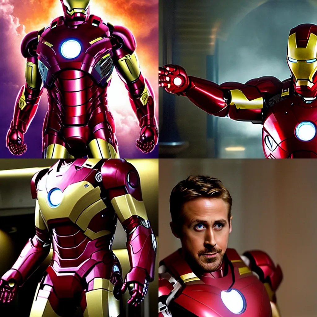 Prompt: Ryan Gosling as Iron Man