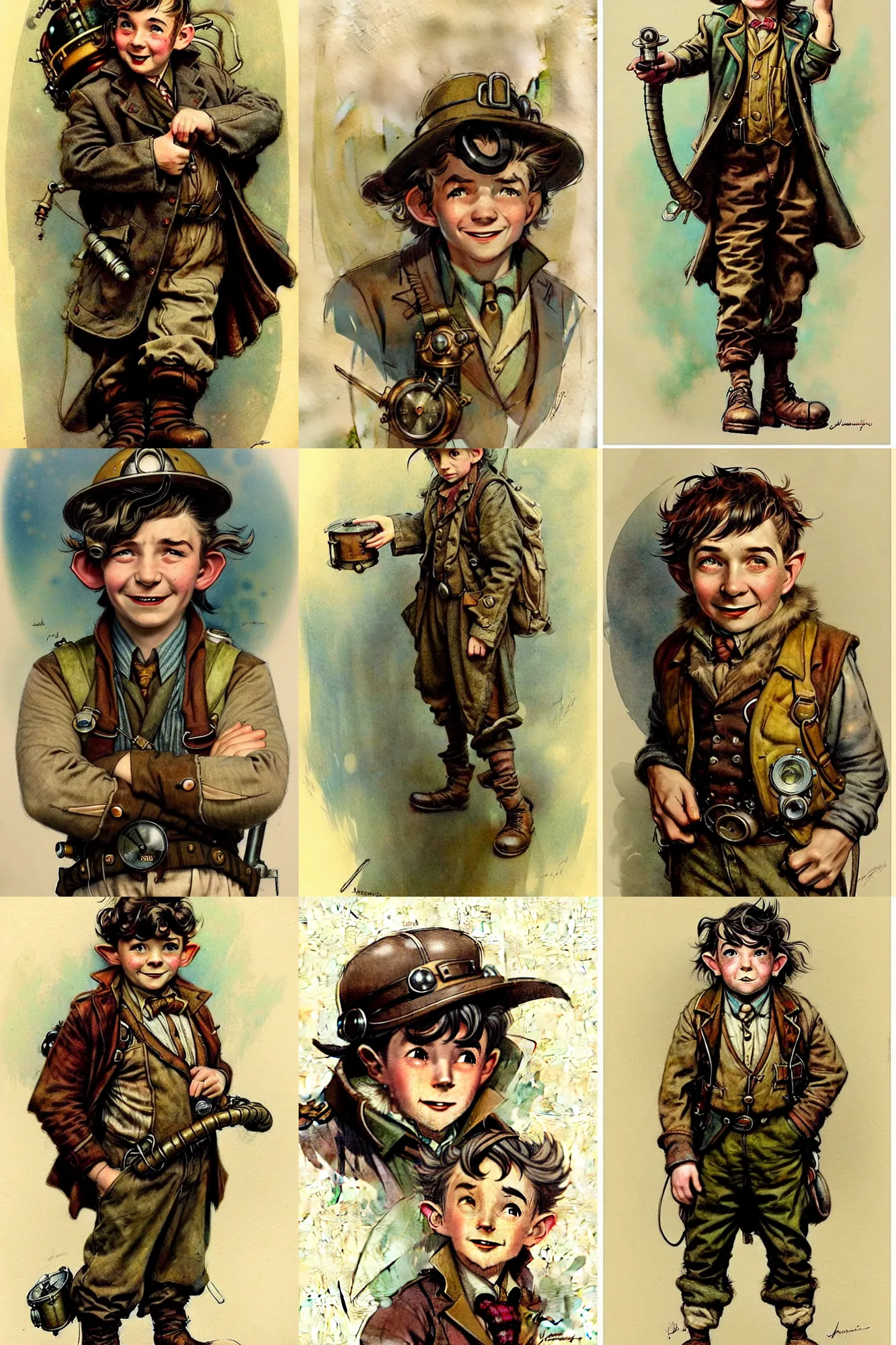 Prompt: ( ( ( ( ( portrait 1 9 5 0 s retro future hobbit adventurer in steampunk costume full portrait, without shoes muted colors. ) ) ) ) ) by jean - baptiste monge!!!!!!!!!!!!!!!!!!!!!!!!!!!!!!