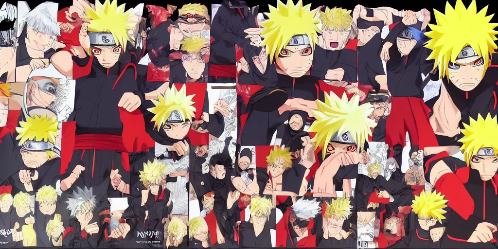 Image similar to Fusion of Naruto Uzumaki from the anime Naruto and Dante from the game Devil May Cry, character design sheet