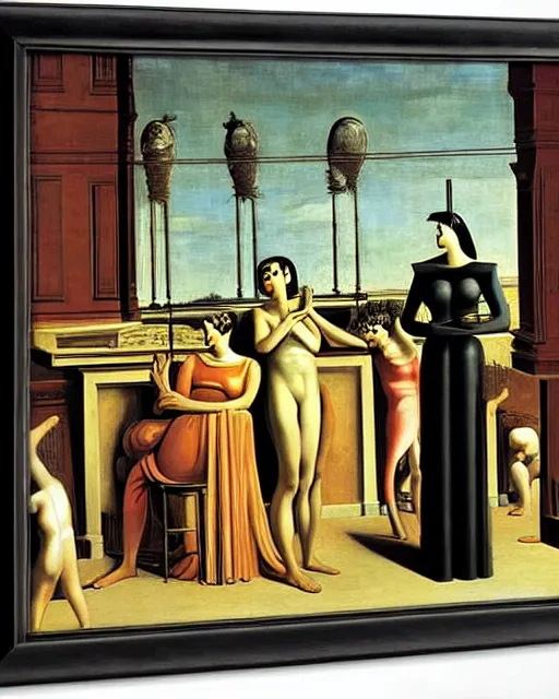 Prompt: The Disquieting Muses, by Giorgio de Chirico