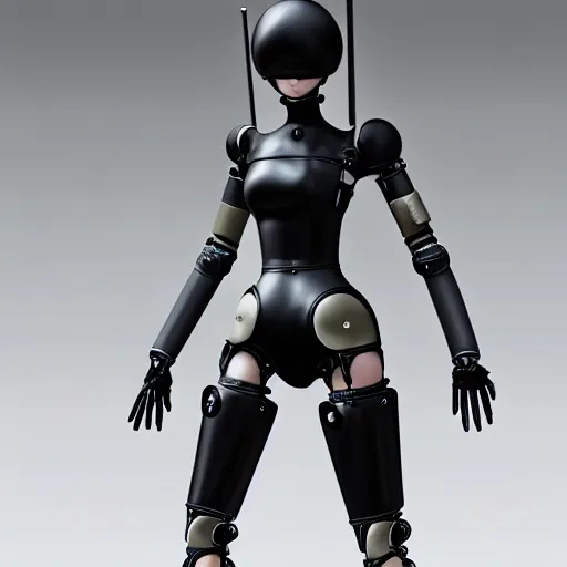 Image similar to professional engineering CAD exploded view of a realistic android bodyguard modeled after 2B nier automata, solidworks, catia, autodesk inventor, unreal engine, gynoid cad design inspired by Masamune Shirow and Boston Dynamics and Ross Tran and WLOP, product showcase, octane render 4k