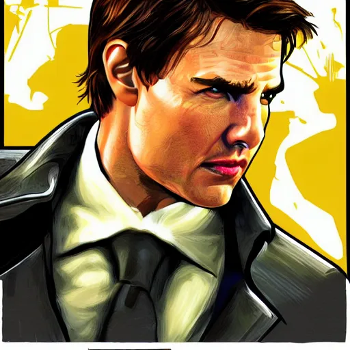 Image similar to Tom Cruise GTA artwork