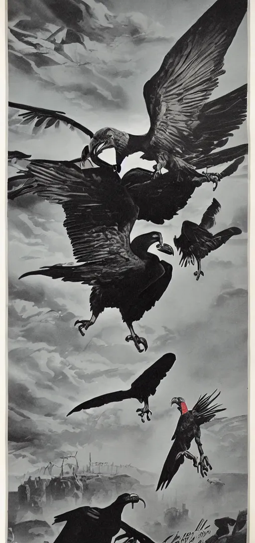 Image similar to vulture look in 1940s propaganda poster