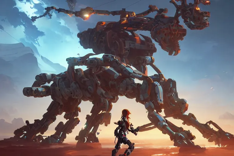 Image similar to longleg machine mecha animal beast robot of horizon forbidden west horizon zero dawn bioluminiscence, behance hd by jesper ejsing, by rhads, makoto shinkai and lois van baarle, ilya kuvshinov, rossdraws global illumination