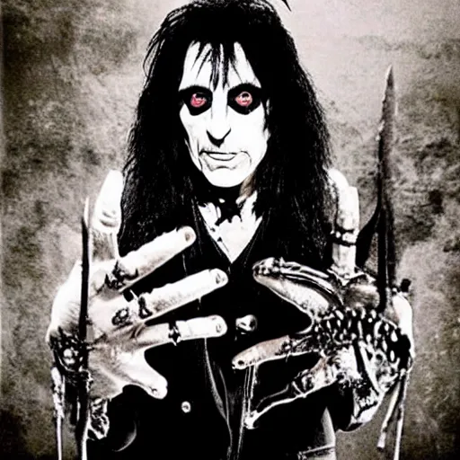 Image similar to alice cooper, black metal