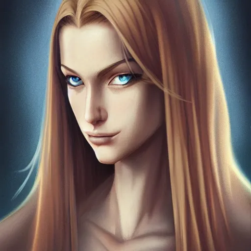 Prompt: portrait, 30 years old women :: fantasy :: amber eyes, long straight darkblond hair :: attractive, symmetric face :: brown medieval cloting, natural materials :: high detail, digital art, RPG, concept art, illustration