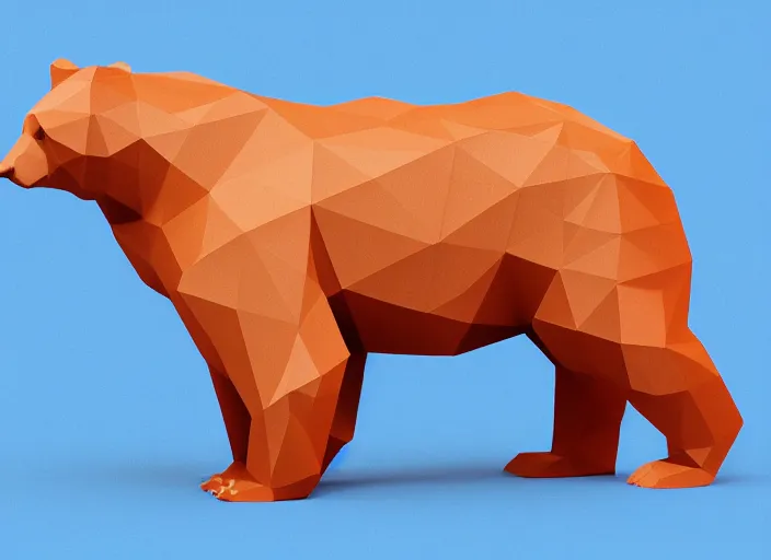 Image similar to low polygon render of a bear, on a white background, isometric 3 d, ultra hd