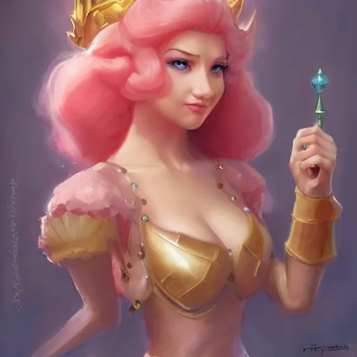 Image similar to princess peach as realistic human character art portrait, matte fantasy painting, deviantart artstation, by jason felix by steve argyle by tyler jacobson by peter mohrbacher, cinema c 9. 0