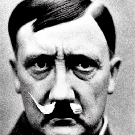 Image similar to adolf hitler with his mouth glued with tape, photo by gustave baumann