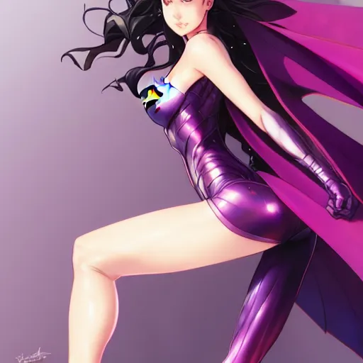 Prompt: A wide-shot anime still of purple-haired Gal Gadot sliding on knees by Stanley Artgerm Lau, WLOP, Rossdraws, James Jean, Andrei Riabovitchev, Marc Simonetti, and Sakimichan, trending on artstation