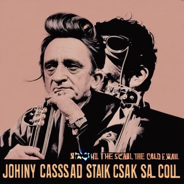 Image similar to album cover for Johnny Cash: The Snake Oil Tapes, album art by Syd Mead, snake oil album, snakes, no text