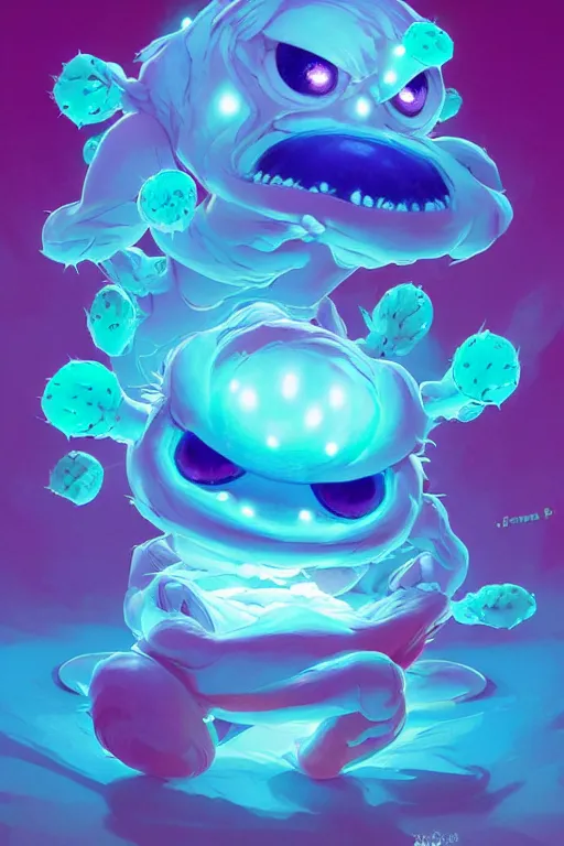 Image similar to smurf ghost creature animal sushi cristal very big eye roots cactus elemental flush of force nature micro world fluo fishscale, behance hd by jesper ejsing, by rhads, makoto shinkai and lois van baarle, ilya kuvshinov, rossdraws radiating a glowing aura global illumination ray tracing hdr