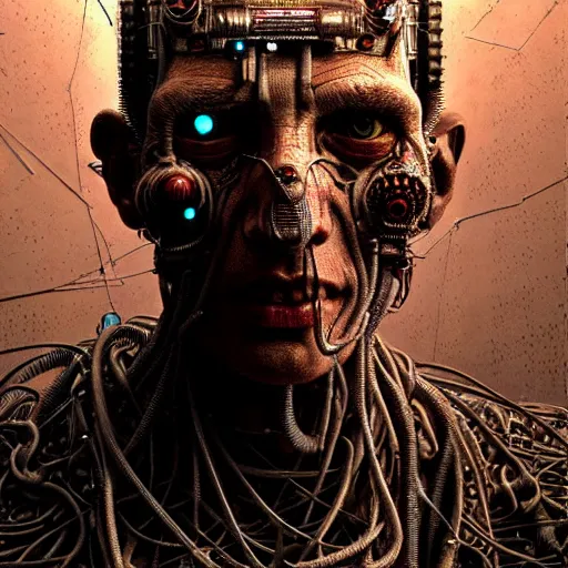 Image similar to ultra realist intricate detailed horror portrait of a single rugged cyborg male, accurate features, industrial, apocalyptic, very intricate details, 8 k resolution, dramatic lighting, artstyle alex ries and zdzisław beksinski, award winning