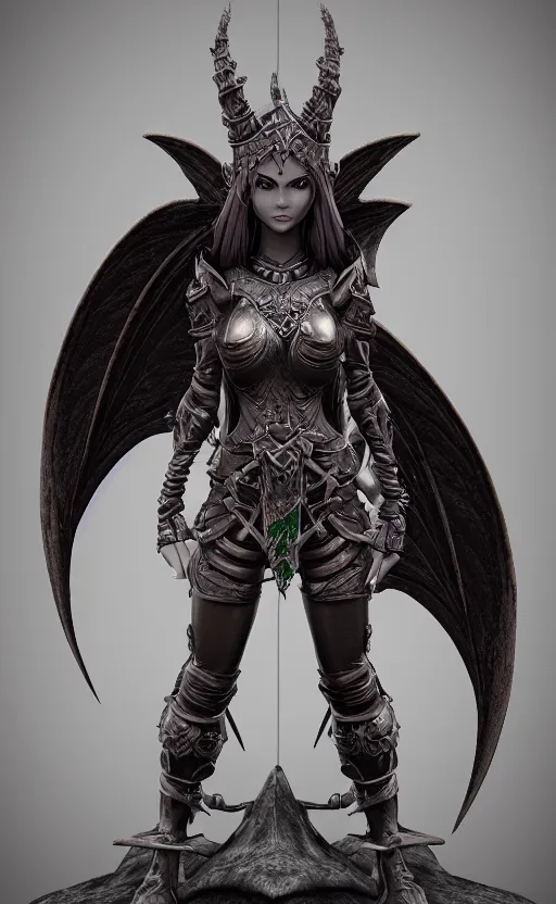 Image similar to Gothic elf princess in dragon armor, bronze statue, unreal engine, high detailed