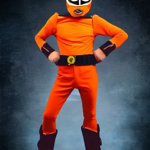 Image similar to garfield as the orange power ranger, digital photography, high detail