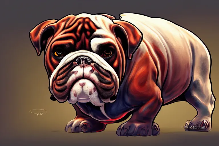 Image similar to cyborg bulldog cartoon concept art, elegant, colorful, highly detailed, digital painting, artstation, concept art, illustration