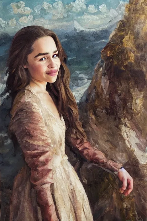 Prompt: beautiful oil painting with Emilia Clarke