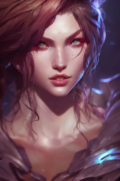 Image similar to league of legends portrait, au naturel, hyper detailed, digital art, trending in artstation, cinematic lighting, studio quality, smooth render, unreal engine 5 rendered, octane rendered, art style by klimt and nixeu and ian sprigger and wlop and krenz cushart.