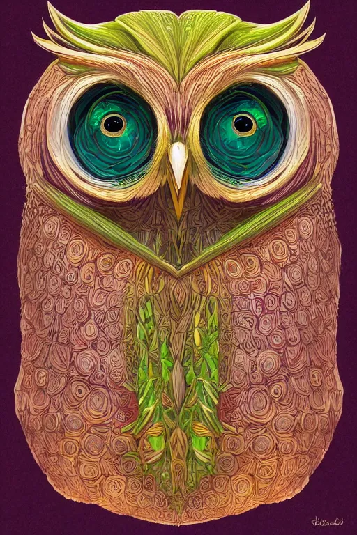 Image similar to vegetable owl, symmetrical, highly detailed, digital art, sharp focus, trending on art station