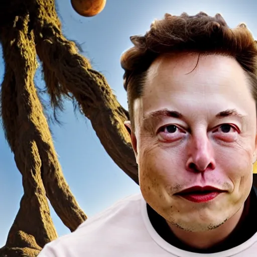 Image similar to elon musk smoking weed while sitting under a tree on mars