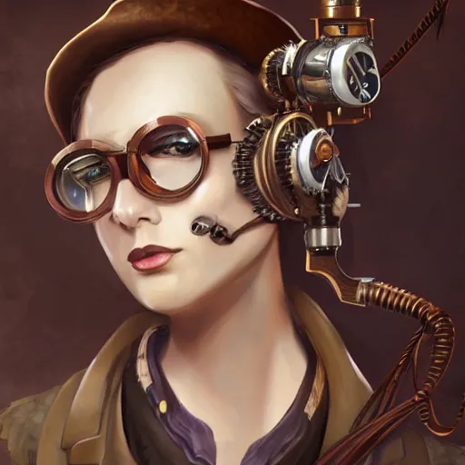 Image similar to steampunk scientist, portrait, medium shot, digital art, concept art, fantasy art, highly detailed, hd wallpaper, hdr, artstation, deviantart, behance