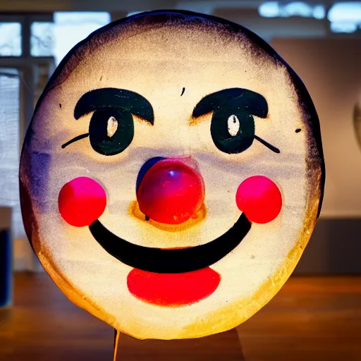 Image similar to ancient clown emoji on display