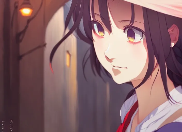 Image similar to a film still portrait of a very beautiful girl, finely detailed features, closeup at the faces, perfect art, at a market, night time,, gapmoe yandere grimdark, trending on pixiv fanbox, painted by greg rutkowski makoto shinkai takashi takeuchi studio ghibli, akihiko yoshida