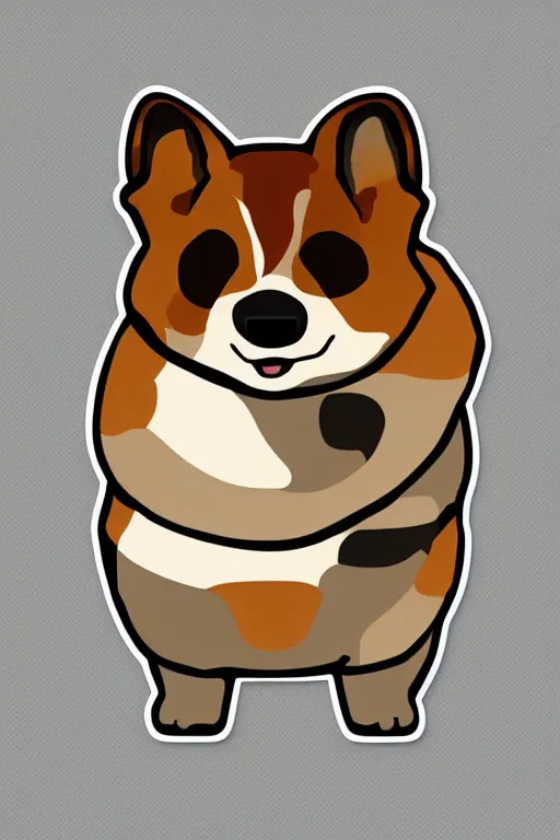 Image similar to Portrait of a corgi as a sumo wrestler, sticker, colorful, illustration, highly detailed, simple, smooth and clean vector curves, no jagged lines, vector art, smooth