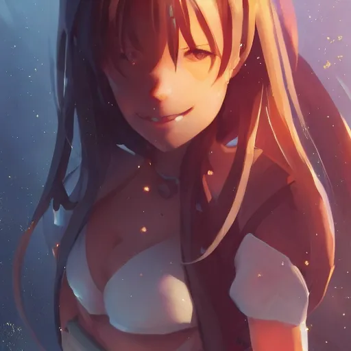 Prompt: attractive yuuki asuna, hourglass slim figure, full body shot close up, seductive smile, details, sharp focus, illustration, by Jordan Grimmer and greg rutkowski, Trending artstation, pixiv, digital Art