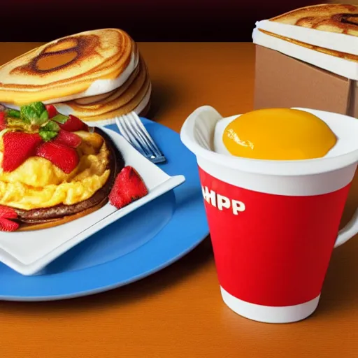 Prompt: IHOP's new Doom themed breakfast items