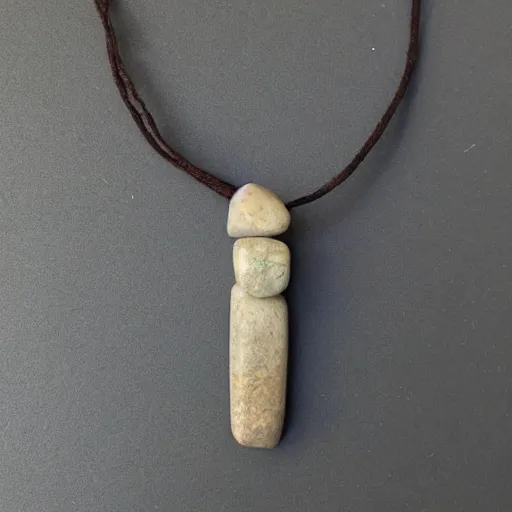Prompt: beautiful but simple amulet made from equal parts bright sandstone and dark sandstone, representing powerful love