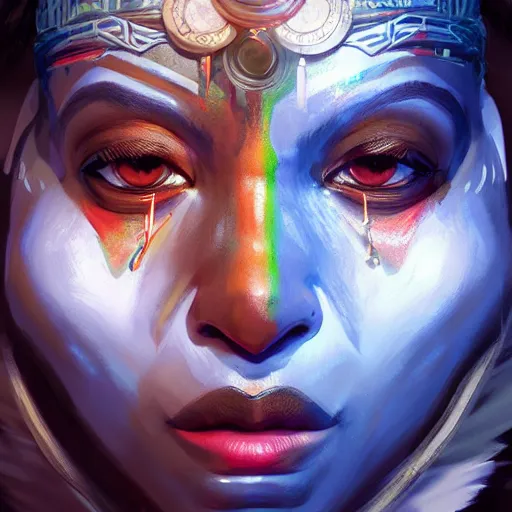 Prompt: obatala, Apex Legends character digital illustration portrait design, by android jones, detailed, cinematic lighting, wide angle action dynamic portrait