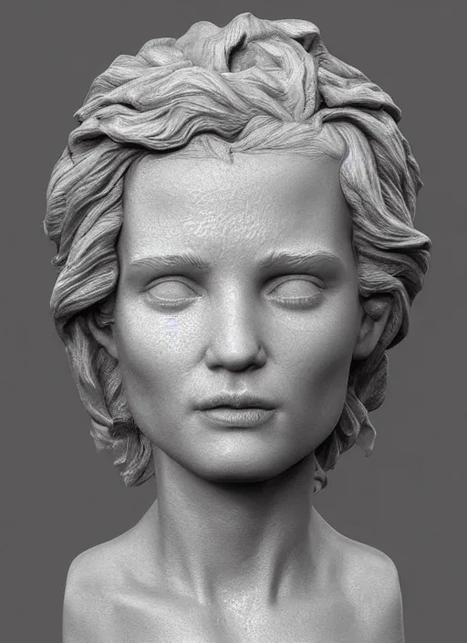 Prompt: 3D resin miniature sculpture by Jean-Baptiste Carpeaux, woman, prefect symmetrical face, academic art, realistic, 8K, Introduction factory photo, Product Introduction Photo, Hyperrealism. Subsurface scattering, raytracing, Octane Render, Zbrush, simple background