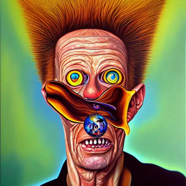 Image similar to an oil on canvas portrait painting of beavis, polycount, surrealism, surrealist, cosmic horror, high detail