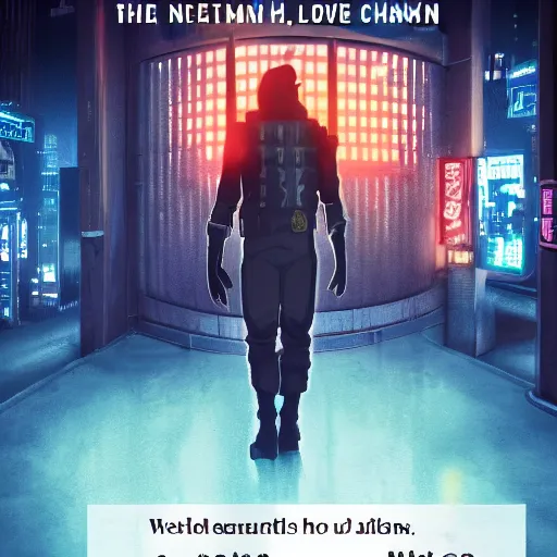 Image similar to book cover of a novel featuring sgt chase meeting the love of his life in jail, cyberpunk setting, 4 k resolution