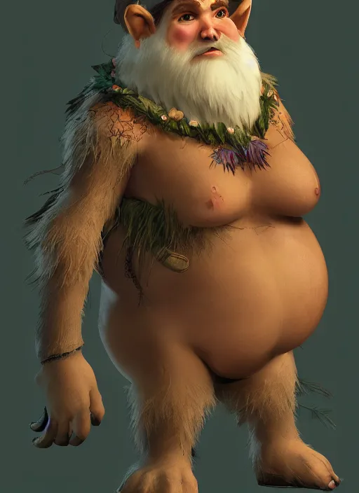 Image similar to Auka a fantasy charater Proto-Slavic mythology, A kind of mischievous forest spirit, small, pot-bellied, with round cheeks., full body, detailed and realistic, 4k, top-artstation, inspired blizzard games, octane render