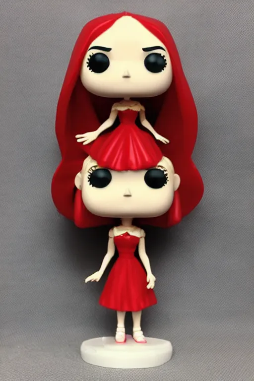 Prompt: nosferatu princess, blonde hair, wearing a red dress, highly detailed, funko pop