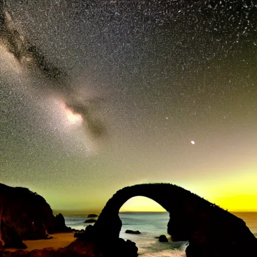 Image similar to Milky Way shining through an Arch on the Big Sur Coast