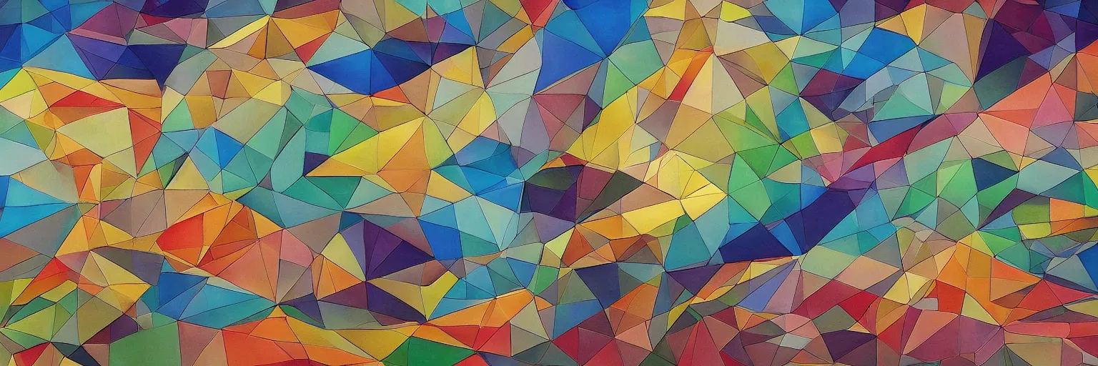 Image similar to landscape scenery, Mural, Hyperprism, Geometric, Polygonal