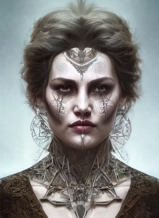 Image similar to symmetry!! johnny depp, machine parts embedded into face, intricate, elegant, highly detailed, digital painting, artstation, concept art, smooth, sharp focus, illustration, art by artgerm and greg rutkowski and alphonse mucha, 8 k