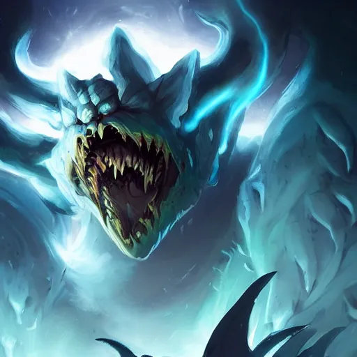 Image similar to Wind monster spirit white shadow fiend from dota 2, dnd style, epic fantasy game art, by Greg Rutkowski, hearthstone artwork