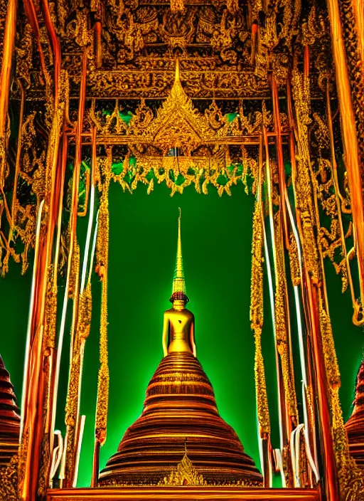 Prompt: contemporary emerald buddha temple by adrian smith, high lights, 4 k, high detailed photography, 5 0 mm lens, depth of field, cinematic