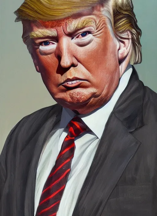 Image similar to Donald Trump, painted by Lucian Freud, highly detailed, 8k