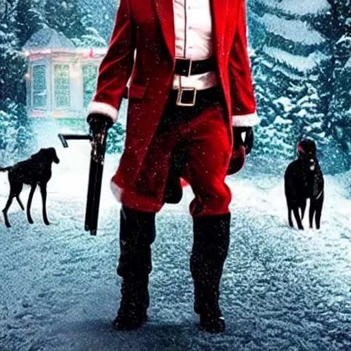 Image similar to santa claus as john wick