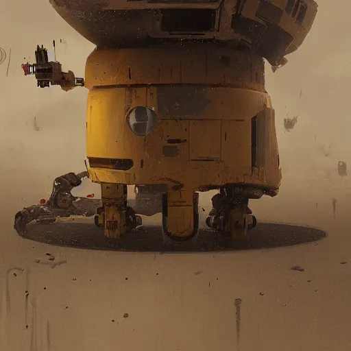 Prompt: big yellow pit droid, by Greg Rutkowski