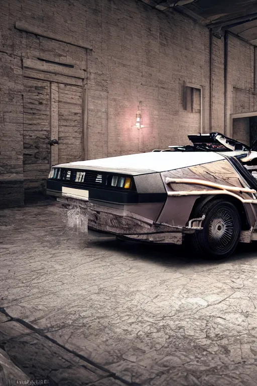 Image similar to new concept for a delorean, cinematic, photoreal, photograph, by red dead redemption 2, by greg rutowski